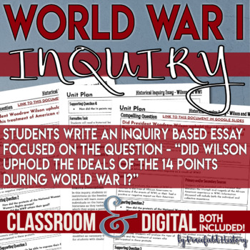 Preview of Woodrow Wilson and the Ideals 14 Points Inquiry Based Essay Assessment