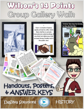 Preview of Woodrow Wilson's 14 Points - Gallery Walk, Political Cartoon & Speech Analysis