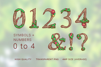Preview of Woods nature symbols & numbers 0 to 4