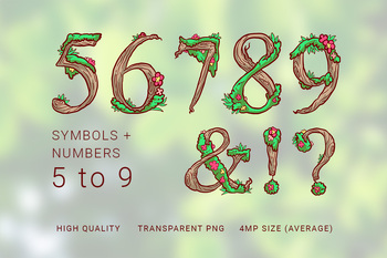 Preview of Woods nature symbols & numbers 5 to 9