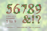 Woods nature symbols & numbers 5 to 9