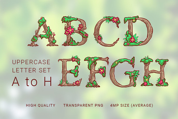 Preview of Woods nature uppercase letter A to H