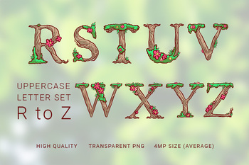 Preview of Woods nature uppercase letter R to Z