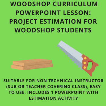 Preview of Woodshop Lesson Plans PPT: Project Estimation  Woodshop Students Est. Activity