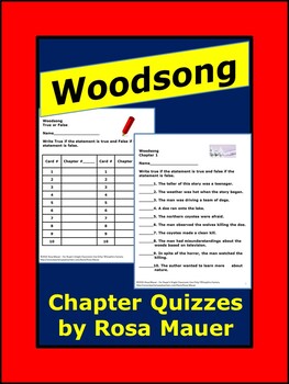 Preview of Woodsong by Gary Paulsen True or False Chapter Quizzes