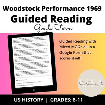 Preview of Woodstock 1969 Performances Guided/Close Reading Google Form 