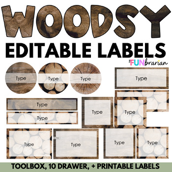 Woodsy Classroom Decor | Editable Labels | Toolbox | Many Sizes