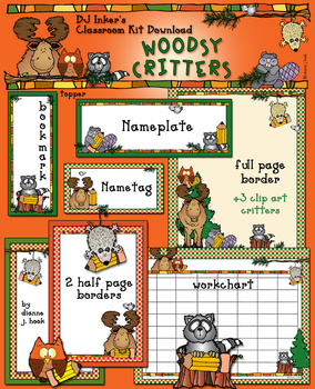 Preview of Woodsy Critters Classroom Theme Kit - Borders, Printables & Clip Art