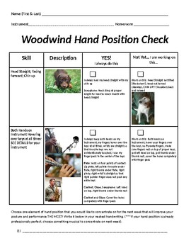 Preview of Woodwind Hand Position Checklist