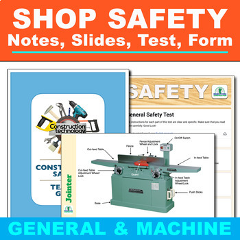 Preview of Woodworking Machine Safety Notes, Google Slide Decks and Tests
