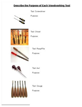 Preview of Woodworking Tool Identification Sheet (.ppt version)