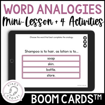 Preview of Word Analogies Speech Therapy BOOM CARDS Relational Vocabulary Language Practice