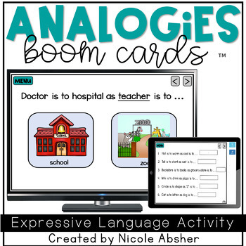 Preview of Word Analogies BOOM™ Cards for Speech Therapy