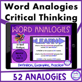 Word Analogies Critical Thinking Lesson with Graphic Organizer