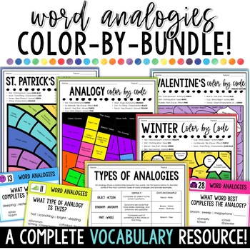 Preview of Word Analogies for Middle School - A Color by Code Vocabulary Bundle - CCSS.L.5