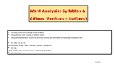 Word Analysis Strategies Using Affixes & Syllables