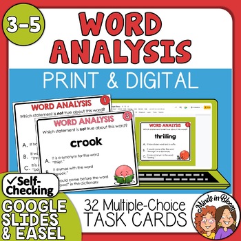 Preview of Word Analysis Task Cards - Vocabulary, Parts of Speech, Spelling, & More!
