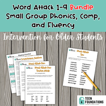 Preview of Word Attack Growing Bundle Small Group Phonics, Comp, Fluency for Older Students