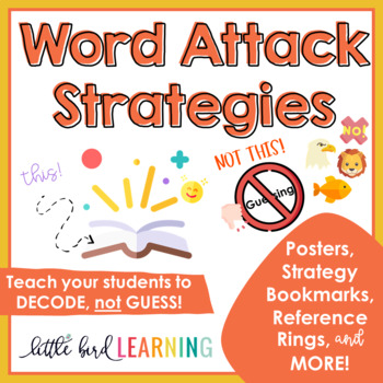 Preview of Word Attack Strategies Posters and Bookmarks FREEBIE | Decoding Strategies