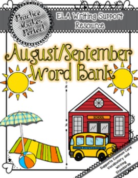 Preview of Word Bank Poster:  August/September Seasonal Words to Supplement Word Walls