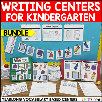 Preview of Kindergarten Writing Center, Vocabulary Writing for Fall, Winter, Summer, Spring