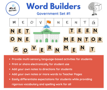 Preview of Word Builders: Government Set #1