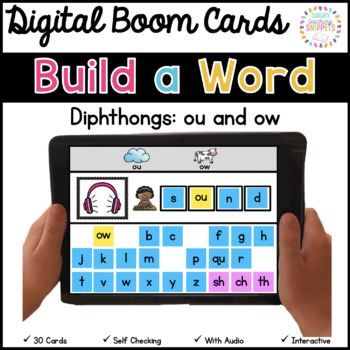 Preview of Word Building DIGITAL Boom Cards: Diphthongs ou and ow