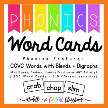 Preview of Phonics Flash Cards Printable CCVC Word Cards Beginning Consonant Blends Digraph