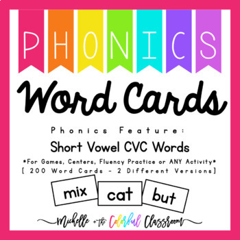 Preview of Phonics Flash Cards Printable CVC Word Cards Short Vowel Words