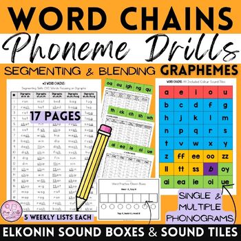 Preview of Word Chains: Segmenting & Blending Games | Sound Mapping | Phoneme-Grapheme