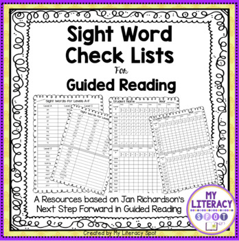 Preview of Word Check List for Guided Reading