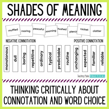Preview of Connotation & Denotation: Word Choice & Shades of Meaning Worksheets, Activities