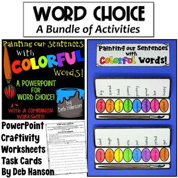 Preview of Word Choice Bundle: Worksheets, Task Cards, PowerPoint, Craftivity