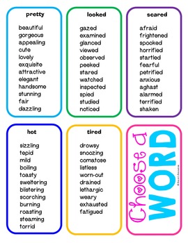 Word Choice Cards by Rose Kasper's Resources | Teachers Pay Teachers