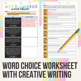 Word Choice/Imagery/Diction Analysis & Creative Writing Worksheet