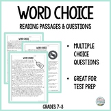 Word Choice Reading Comprehension Passages and Questions