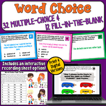 Preview of Word Choice Task Cards: Practice Revising Sentences to Improve a Writing Piece