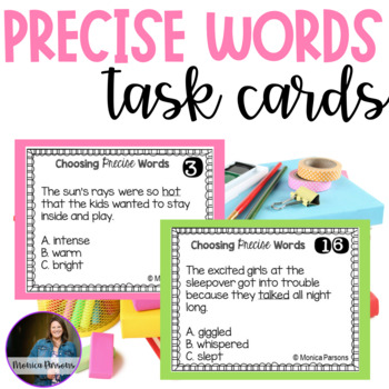 Preview of Word Choice Task Cards | Writing Lesson Word Choice | Precise Word Choice