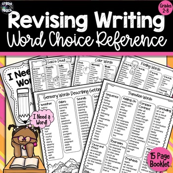 Preview of Revising Writing: Thesaurus Word Choice Synonym Lists Reference Booklet