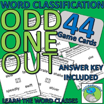 Preview of Word Classes - 9 Word Classification Groups, 44 Question Cards and Answer Key