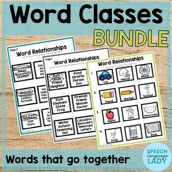 Preview of Word Classes | Semantic Relationships - Word Associations BUNDLE