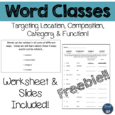 Word Classes Slides & Worksheet Lesson