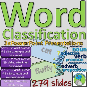 Preview of Word Classification Teaching PowerPoint - 3 PPT's, 279 slides, 8 word classes