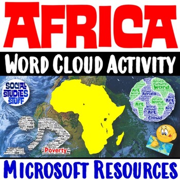 Preview of African Cultures and Geography Word Cloud Worksheet with Rubric | Microsoft