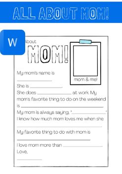 Preview of Word Customizable Love Notes for Mom: A Mother’s Day Special