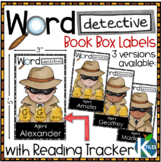 Word Detective Book Box Label with Reading Level Tracker