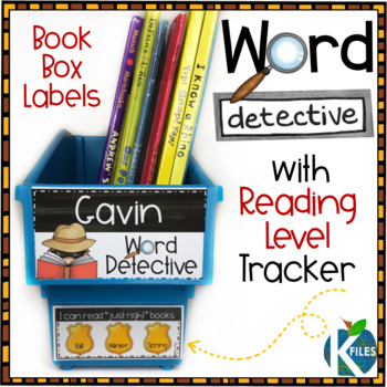 Preview of Word Detective Book Box Label with Reading Level Tracker