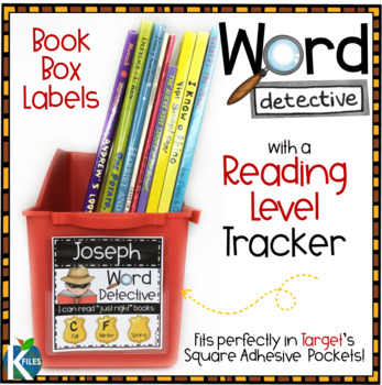 Preview of Word Detective Book Box Label with Reading Level Tracker