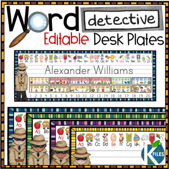 Word Detective Editable Desk Name Plates With 61 Phonemes By The K Files