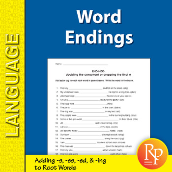 Preview of Word Endings Worksheets - Adding -s, -es, -ed, & -ing to Root Words - Activities